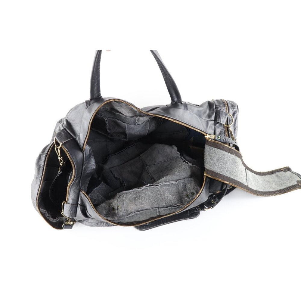 Vintage 90s Streetwear Distressed Soft Leather Duffel Bag Carry On Weekender - Picture 12 of 12